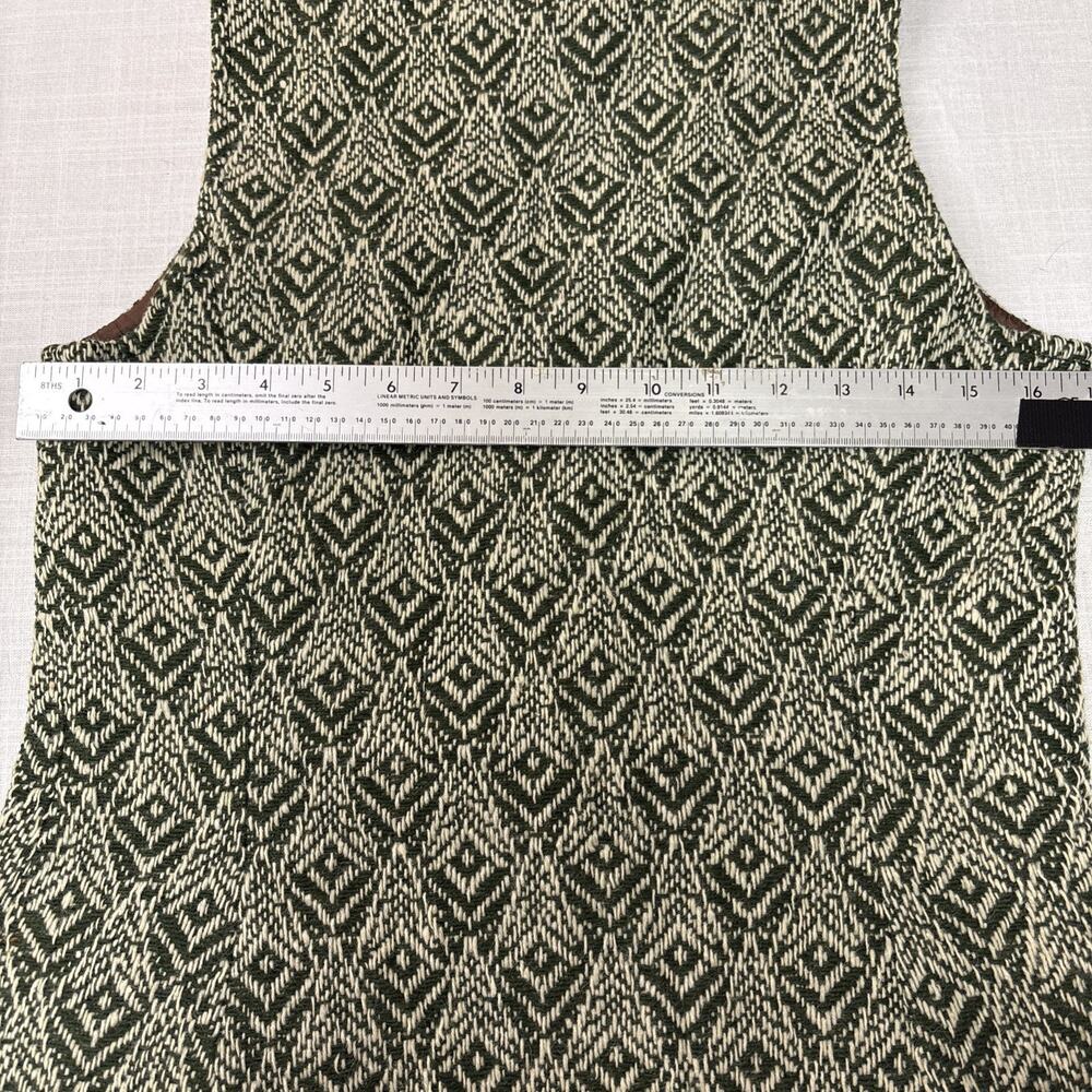 Vintage 70s Bobbie Brooks Wool Vest Green Woven Geometric Boho Hippie Waistcoat - Picture 14 of 16